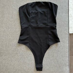 SHEIN Black Bodysuit Strapless Structured Top